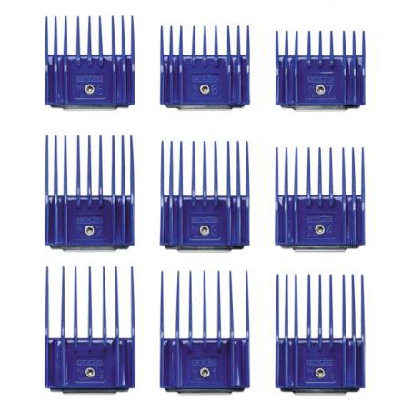 Sada plastových hřebenů Andis s kovovou sponou - set I (1,5-14 mm)