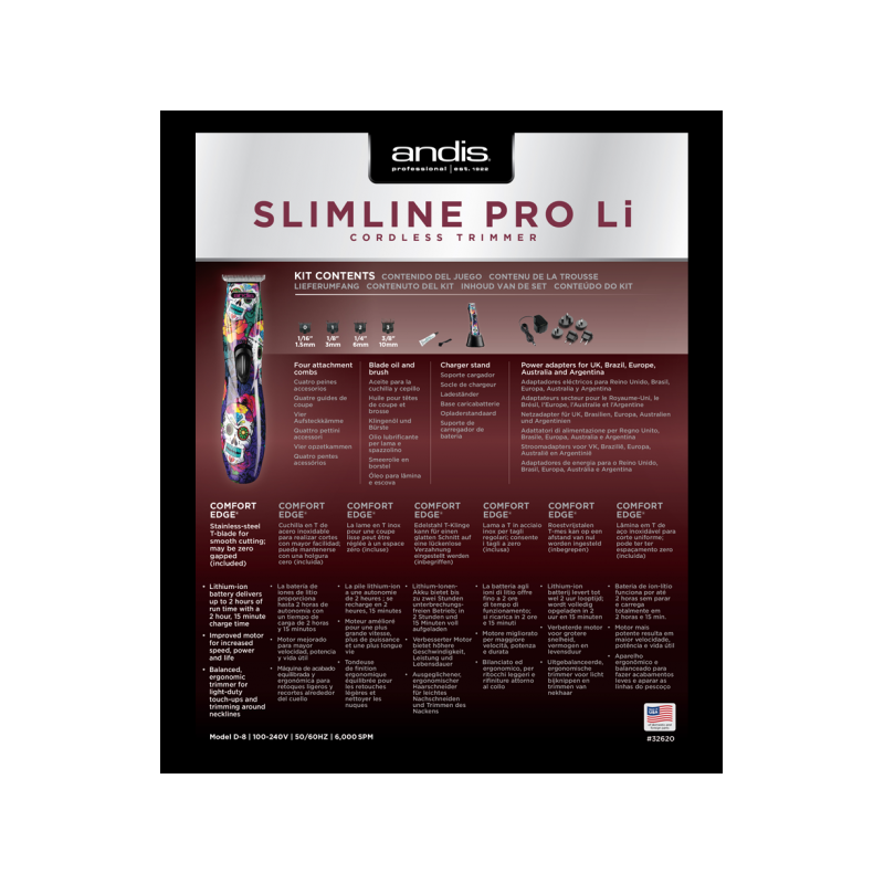 Andis Slimline Pro Ion T-Blade - Skull Design